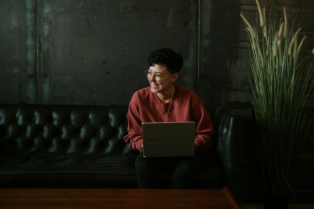 A person using a laptop